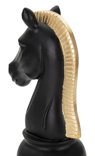 Schachfigur Springer Schwarz Gold 19 cm – Schach Deko