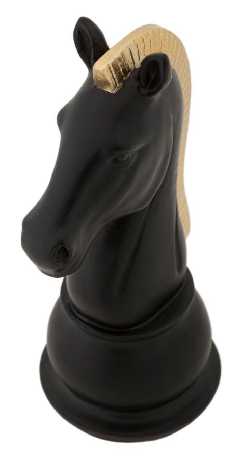 Schachfigur Springer Schwarz Gold 19 cm – Schach Deko