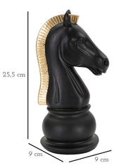Schachfigur Springer Schwarz Gold 19 cm – Schach Deko