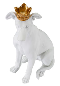 Dekofigur Hund Weiß mit Krone – Tierfigur