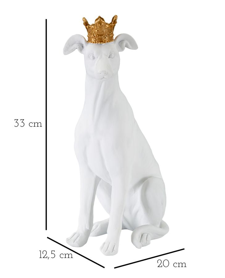 Dekofigur Hund Weiß mit Krone – Tierfigur
