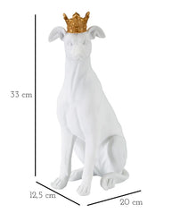 Dekofigur Hund Weiß mit Krone – Tierfigur