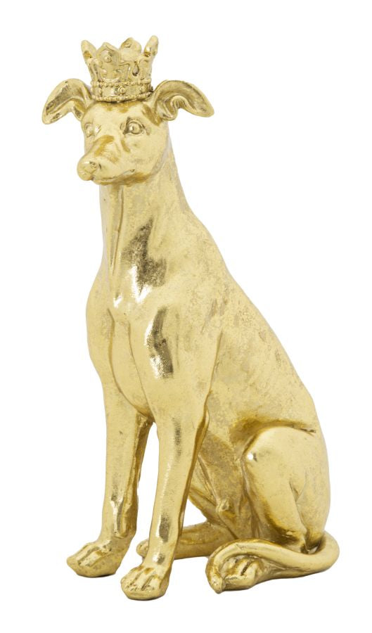 Dekofigur Hund Gold mit Krone – Tierfigur