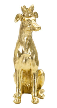 Dekofigur Hund Gold mit Krone – Tierfigur