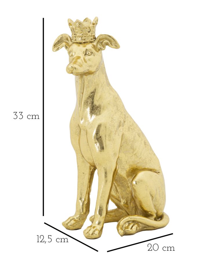 Dekofigur Hund Gold mit Krone – Tierfigur