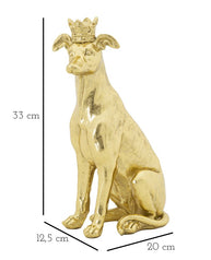 Dekofigur Hund Gold mit Krone – Tierfigur