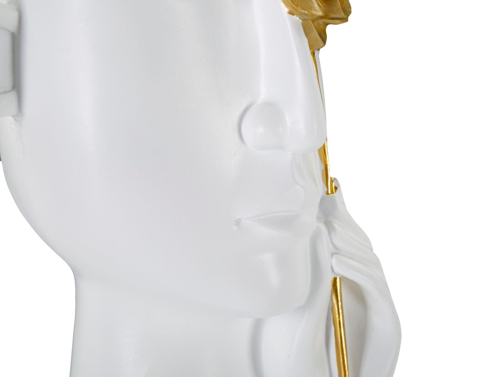 Vase Gesicht Blume Weiß Gold – Blumenvase Deko