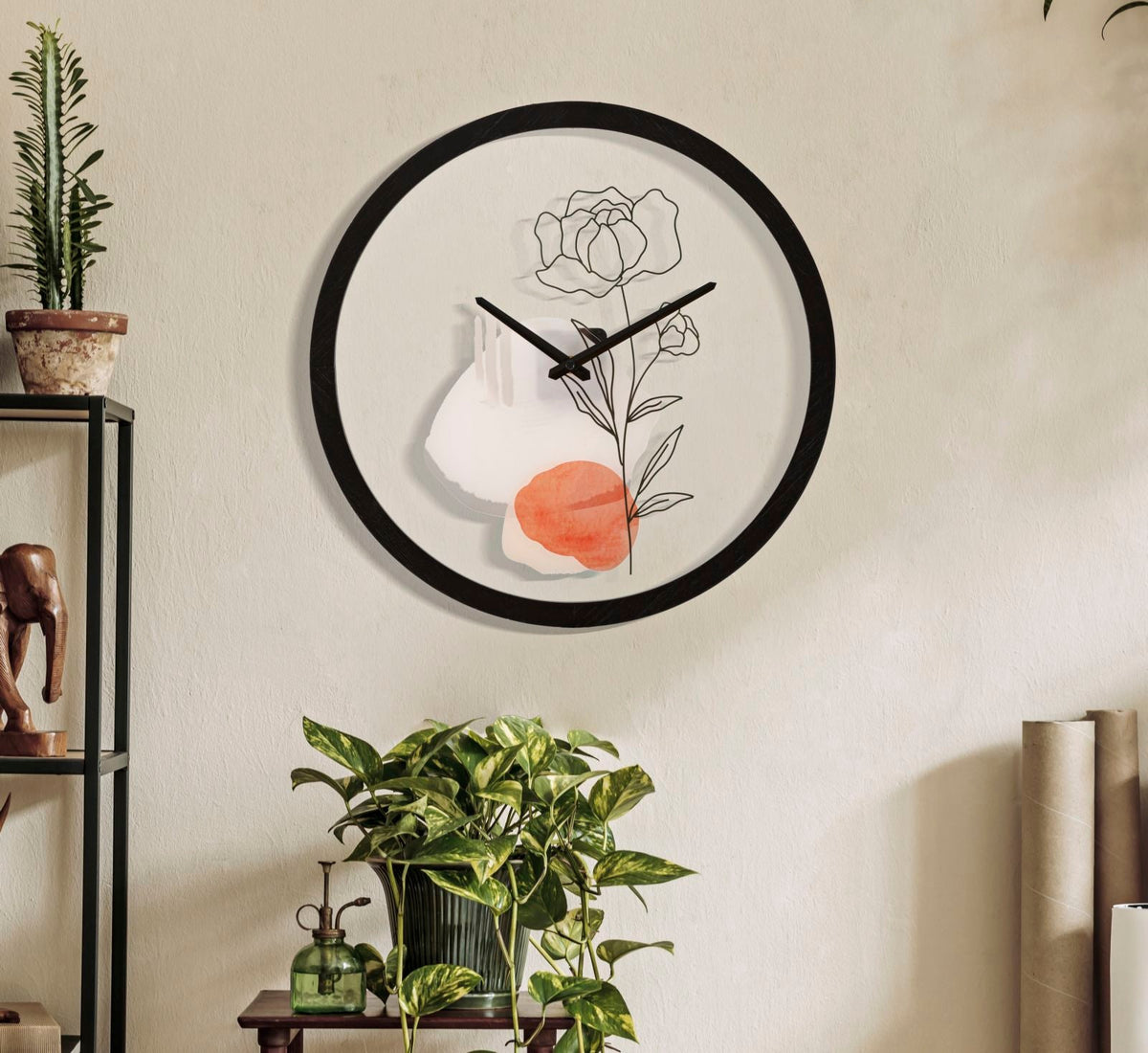 Wanduhr Blumen Bunt 40 cm A – Wanduhr
