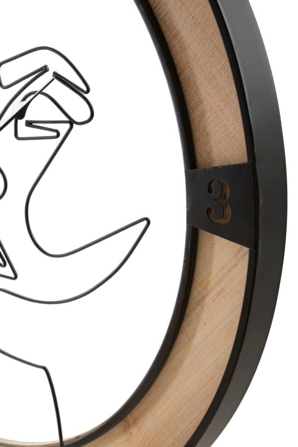 Wanduhr 2er Set Schwarz Natur 60 cm – Uhr Wohnzimmer