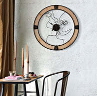 Wanduhr 2er Set Schwarz Natur 60 cm – Uhr Wohnzimmer