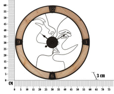 Wanduhr 2er Set Schwarz Natur 60 cm – Uhr Wohnzimmer