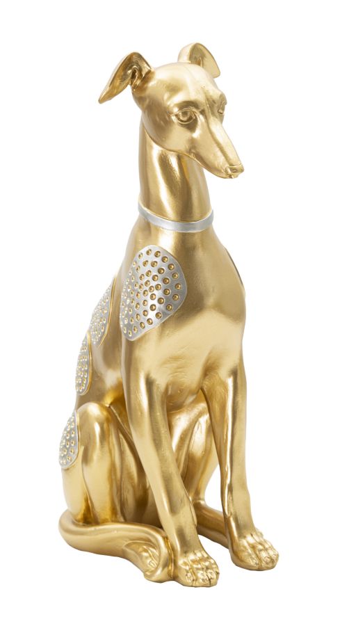 Dekofigur Hund Sitzend Gold – Tierfigur