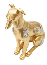 Dekofigur Hund Sitzend Gold – Tierfigur