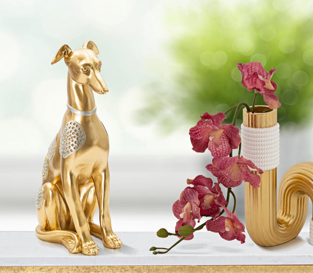 Dekofigur Hund Sitzend Gold – Tierfigur