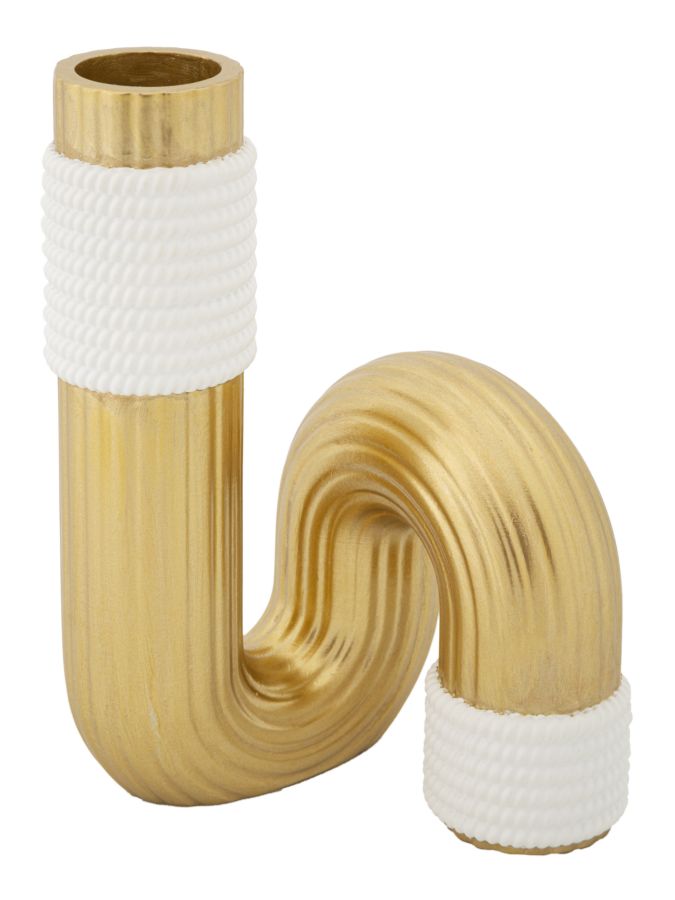 Blumenvase Bann Gold Weiß 18,3 cm – Dekovase