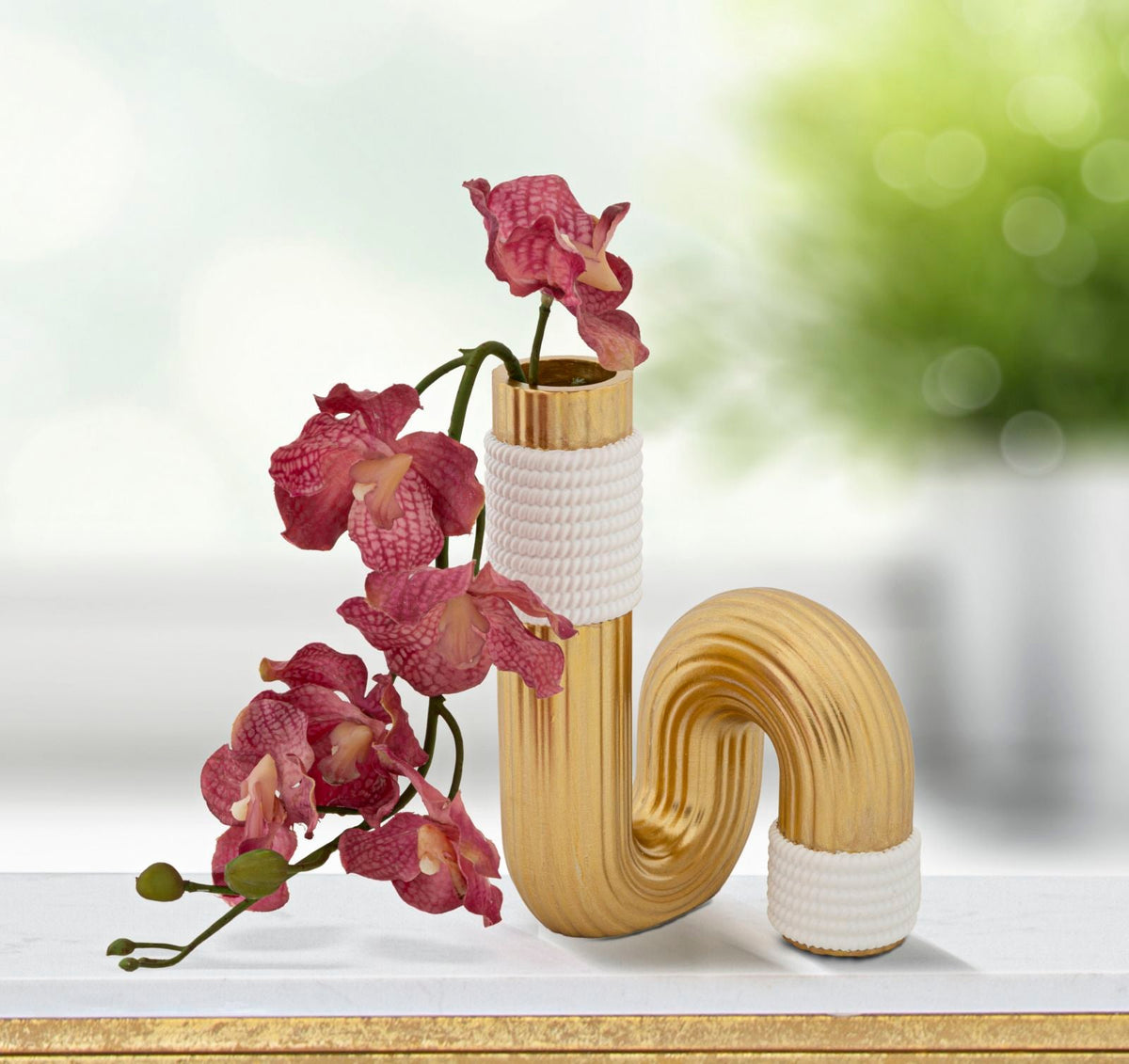 Blumenvase Bann Gold Weiß 18,3 cm – Dekovase