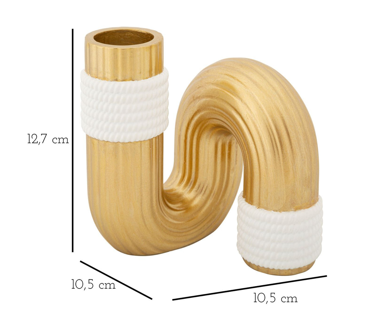 Blumenvase Bann Gold Weiß 12,7 cm – Dekovase
