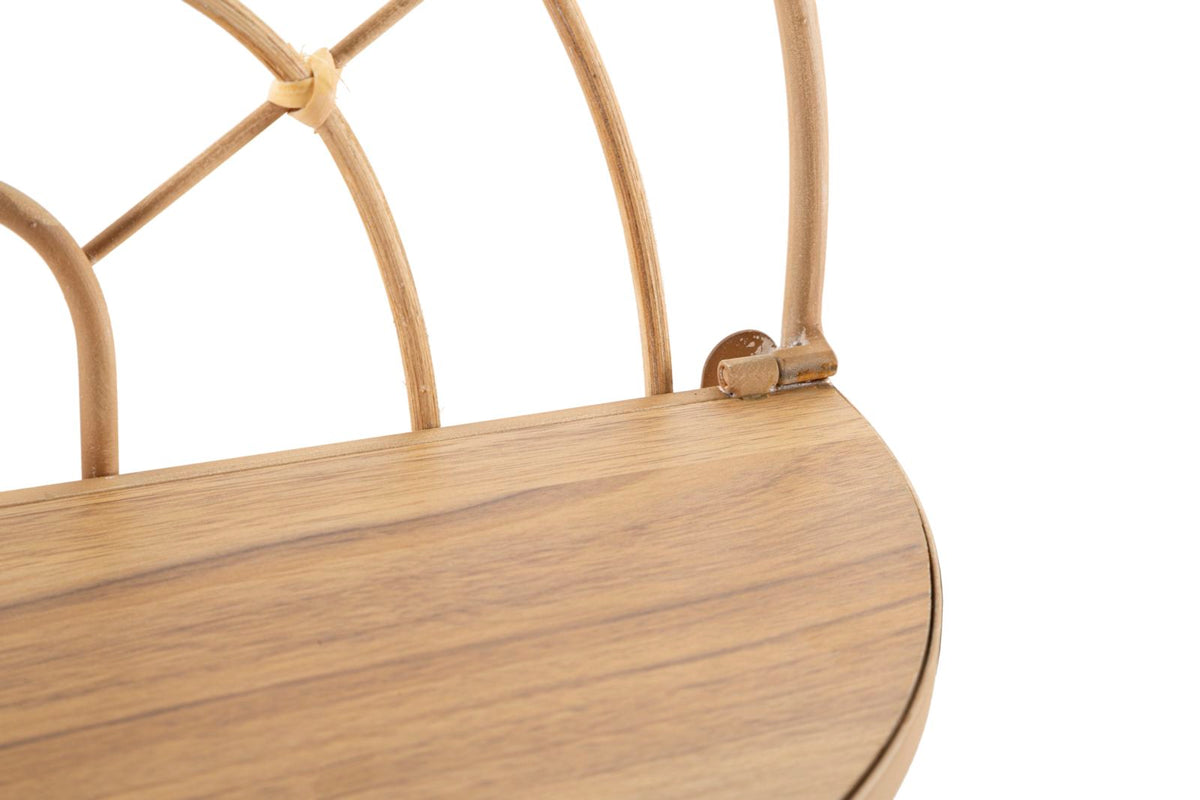 Wandregal Bogen Rattan Braun 2 Ebenen – Hängeregal Deko