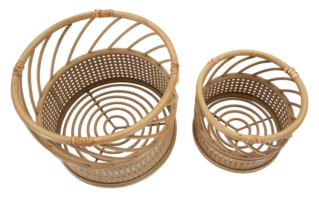 Blumenständer Panama Rattan Braun 2er Set – Pflanzenständer Deko