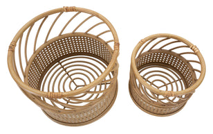 Blumenständer Panama Rattan Braun 2er Set – Pflanzenständer Deko