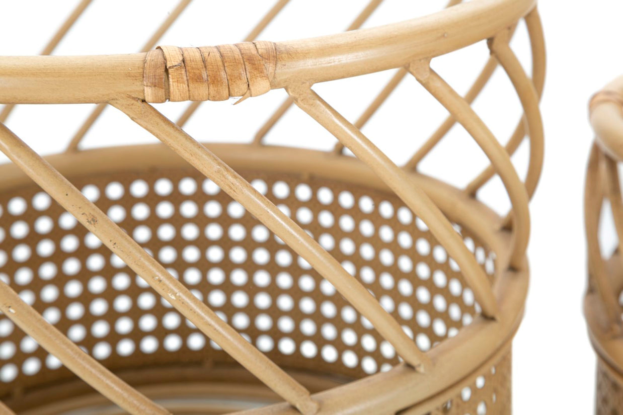 Blumenständer Panama Rattan Braun 2er Set – Pflanzenständer Deko