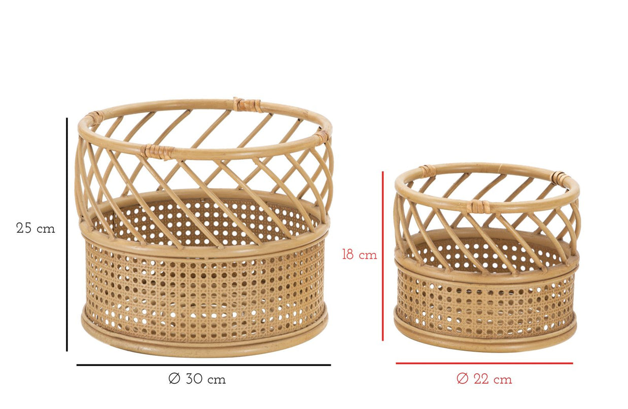 Blumenständer Panama Rattan Braun 2er Set – Pflanzenständer Deko
