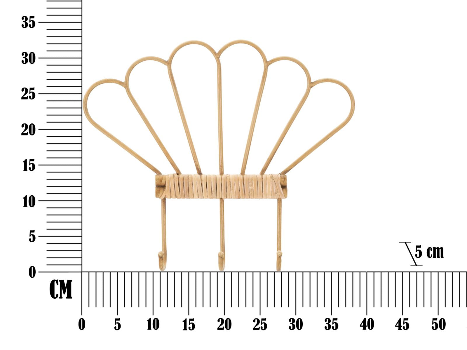 Garderobe Panama Rattan Braun 3 Haken – Hakenleiste Flur