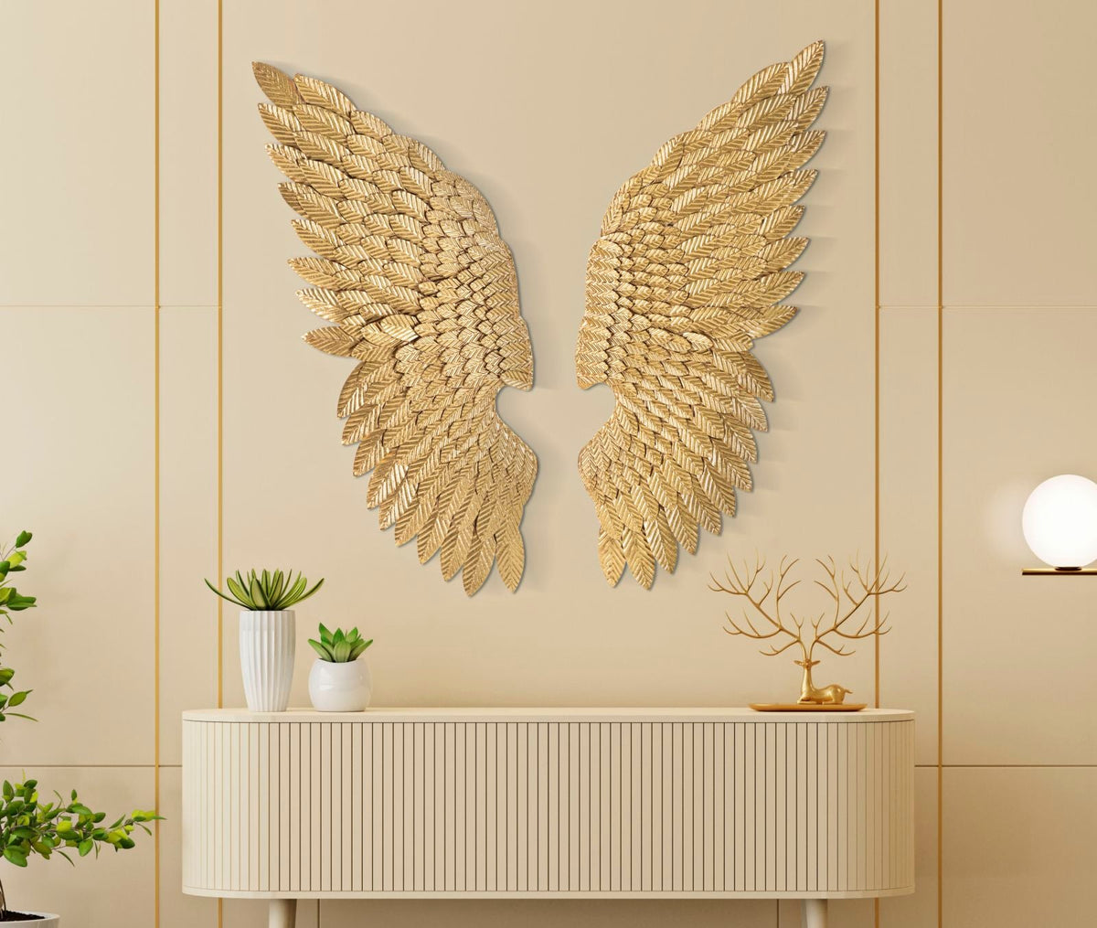 Wandpaneel Flügel Gold 100 cm – Wanddeko