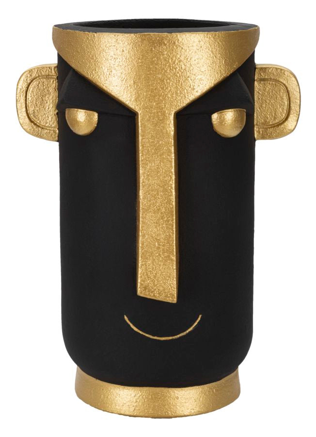 Vase Gesicht Tribal Schwarz Gold – Blumenvase Deko