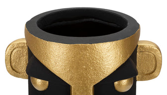 Vase Gesicht Tribal Schwarz Gold – Blumenvase Deko