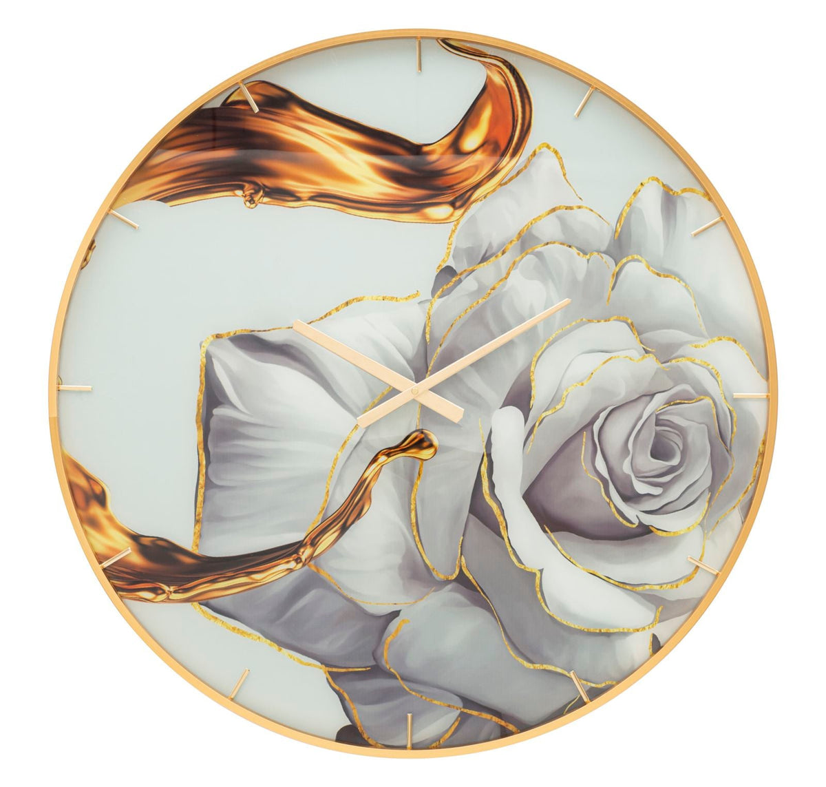 Wanduhr Rosen Bunt 80 cm – Uhr Wohnzimmer