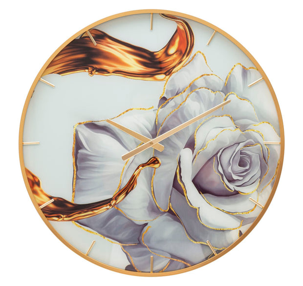 Wanduhr Rosen Bunt 60 cm – Uhr Wohnzimmer