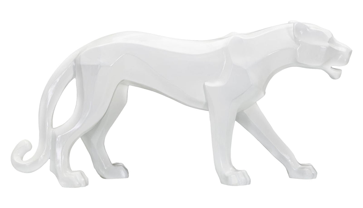 Dekofigur Panther Kubistisch Weiß – Tierfigur