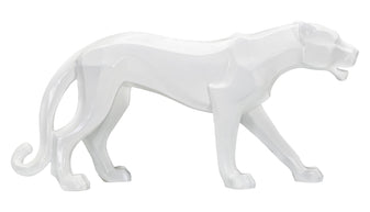 Dekofigur Panther Kubistisch Weiß – Tierfigur