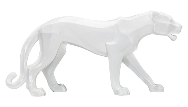 Dekofigur Panther Kubistisch Weiß – Tierfigur