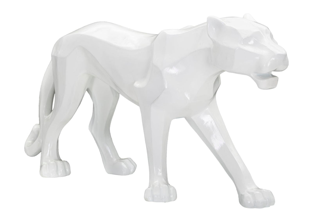 Dekofigur Panther Kubistisch Weiß – Tierfigur