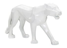 Dekofigur Panther Kubistisch Weiß – Tierfigur