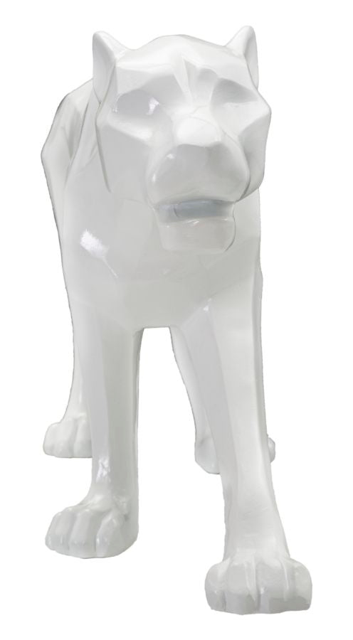 Dekofigur Panther Kubistisch Weiß – Tierfigur