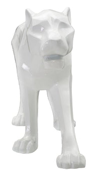 Dekofigur Panther Kubistisch Weiß – Tierfigur