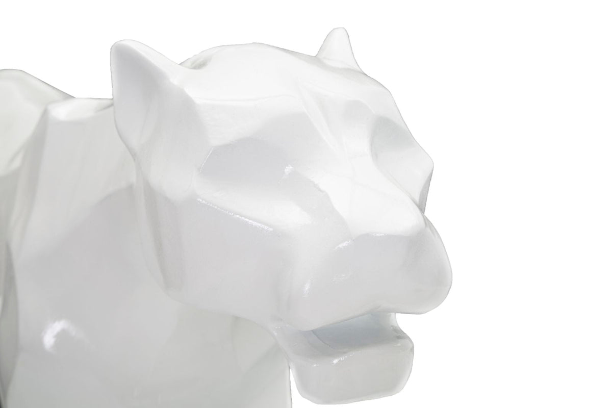 Dekofigur Panther Kubistisch Weiß – Tierfigur