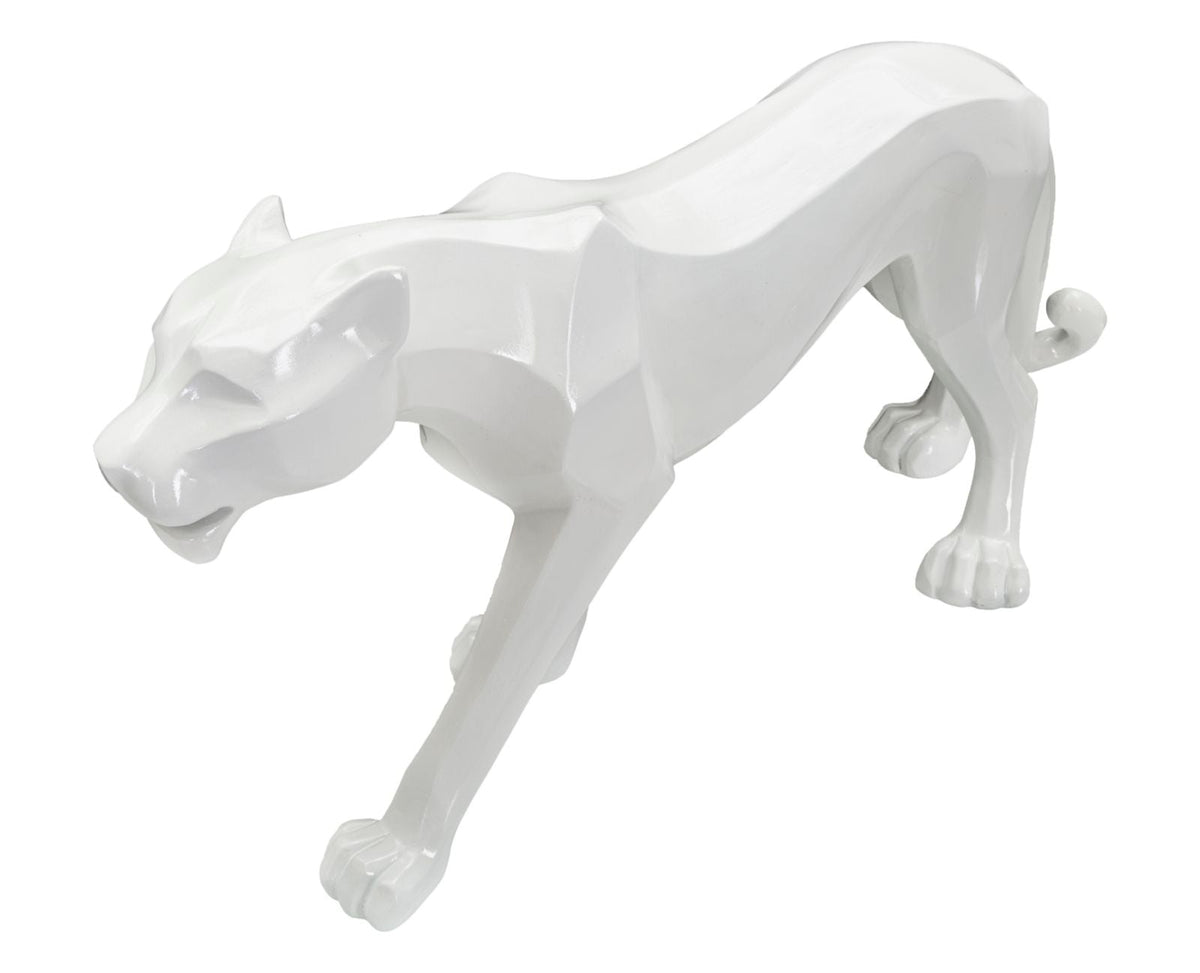 Dekofigur Panther Kubistisch Weiß – Tierfigur
