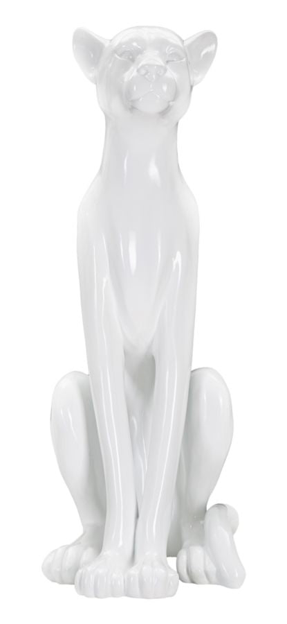 Dekofigur Leopard Sitzend Weiß – Tierfigur