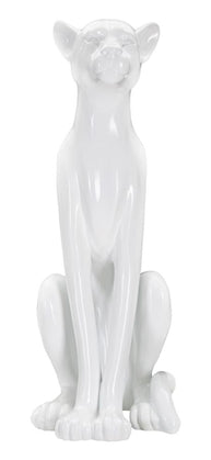 Dekofigur Leopard Sitzend Weiß – Tierfigur