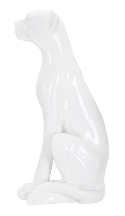 Dekofigur Leopard Sitzend Weiß – Tierfigur