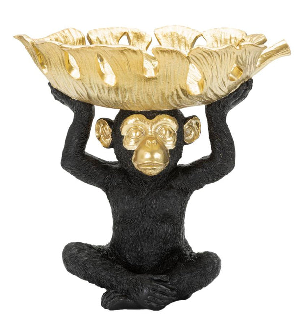 Affe Deko Gold mit Schale – Dekofigur