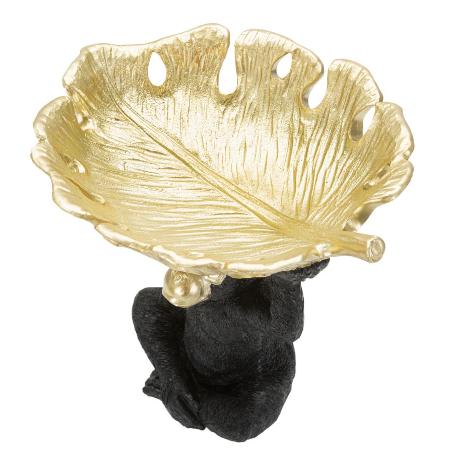 Affe Deko Gold mit Schale – Dekofigur