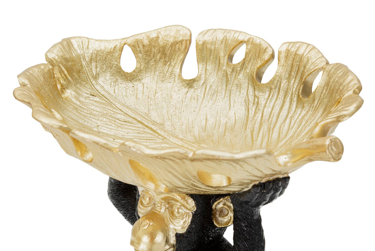 Affe Deko Gold mit Schale – Dekofigur