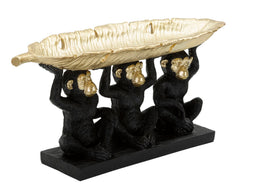 Affe Deko Gold Trio mit Palmblatt – Dekofigur