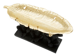 Affe Deko Gold Trio mit Palmblatt – Dekofigur