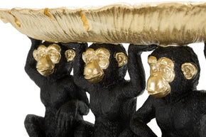 Affe Deko Gold Trio mit Palmblatt – Dekofigur